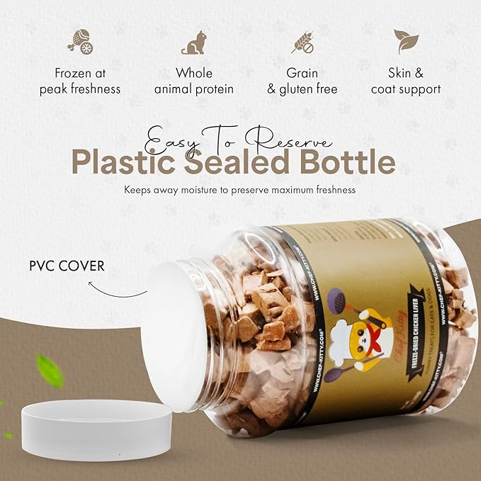 Freeze-Dried Chicken Liver Treats for Cats & Dogs – 100% Human Grade, Single Ingredient, High-Protein, Healthy Snack – No Additives or Preservatives – 3.1oz - Inspected & Tested in USA-PurrikoPets