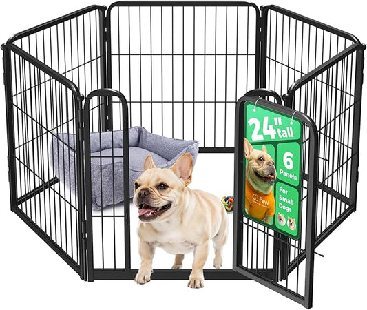 FXW Homeplus Unleashed Indoor Dog Playpen - Stress-Free and Safe Play, Heavy Duty 24 Inch 6 Wire Panels Dog Pen for Puppy and Small Dogs, Black│Patented-PurrikoPets