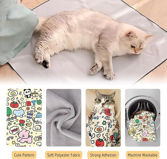 35.4" Cat Grooming Wrap,Self-Adherent Cat Wrap for Cutting Nails,Anti-Escape Cat Swaddle Wrap,Multifunctional Anti-Scratch Cat Restraint Wrap for Medicine,Nail Clipping,Ear Cleaning(Within 22lbs)-PurrikoPets
