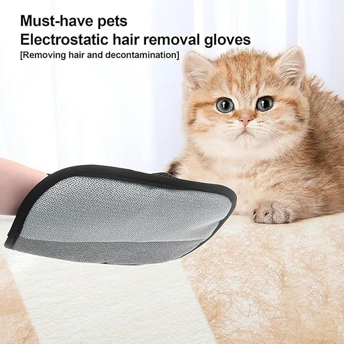 2025 New Upgraded Electrostatic Pet Hair Removal Gloves - Reusable Cat Hair Remover & Dog Hair Removal Mitt with Elastic Cuff & Finger Loops for Furniture, Bedding, Car (1pcs)-PurrikoPets
