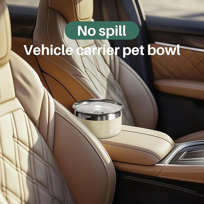 Gardner Pet Dog Bowls 1 Gallon (3.85L) Stainless Steel No Spill Water Bowl, Slow Water Feeder Metal Dog Bowls, Spill Proof Water Dispenser for Large Dogs, Promotes Healthy Hydration(White)-PurrikoPets