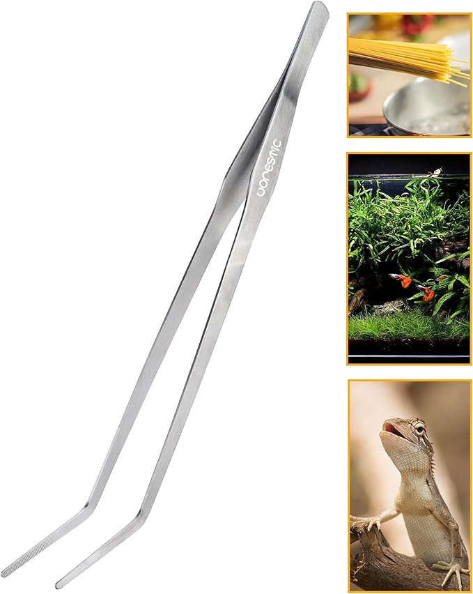 15 Inches Heavy Duty Reptile Feeding Tongs, Curved Aquarium Tweezers, Reptile Tongs, Fish Feeding Tongs, Reptile Feeding Tweezers, Long Tweezers for Aquarium and Terrarium-PurrikoPets