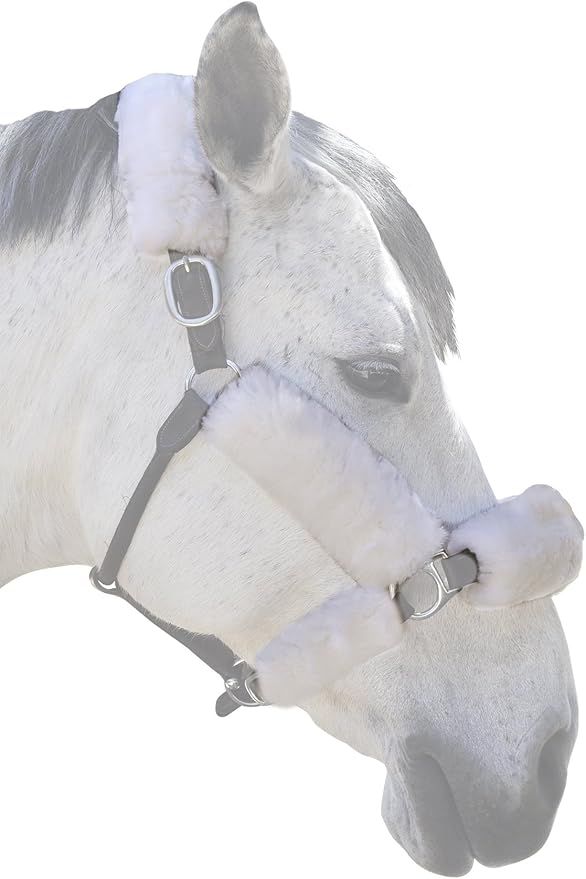 ECP Equine Comfort Products Merino Sheepskin Halter Fleece Set for Horses, 100% Natural Wool, Chafe Protection, Breathable Relief & Cushioned Comfort, Machine Washable, 6-Piece Set-PurrikoPets