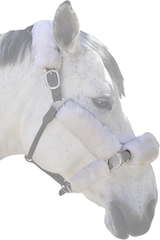 ECP Equine Comfort Products Merino Sheepskin Halter Fleece Set for Horses, 100% Natural Wool, Chafe Protection, Breathable Relief & Cushioned Comfort, Machine Washable, 6-Piece Set-PurrikoPets