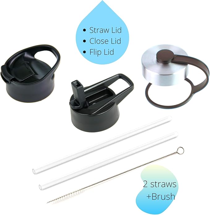 DRINCO Stainless Steel Water Bottle Spout Lid Vacuum Insulated Double Wall Water Bottle Wide Mouth (40oz 32oz 22oz 18oz 14oz) Leak Proof Keeps Cold or Hot (32 oz, 32oz Macaron)-PurrikoPets