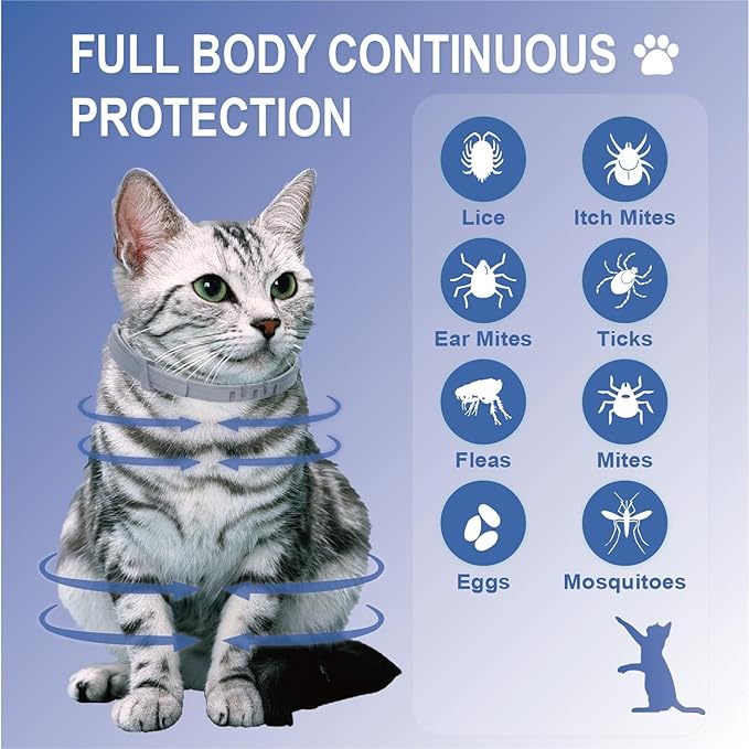Flea Collar for Cats, Flea and Tick Collars for Kittens, Flea & Tick Treatment Prevention, Natural Essential Oil, 2 Pack, 16 Months Protection, One Size Fits All, Waterproof-PurrikoPets