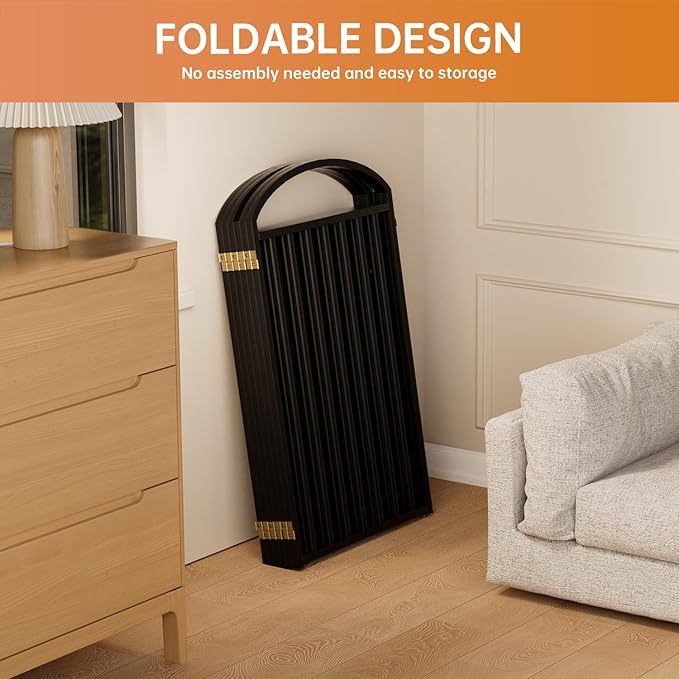 6 Panles Full Matel Freestanding Dog Gates with Door, 144"Extra Wide 36"Tall Free Standing Dog Pet Gate for Indoor & Outdoor. Foldable Pet Fences for Doorways, House, Stairs, Porch, Deck, Yard-PurrikoPets