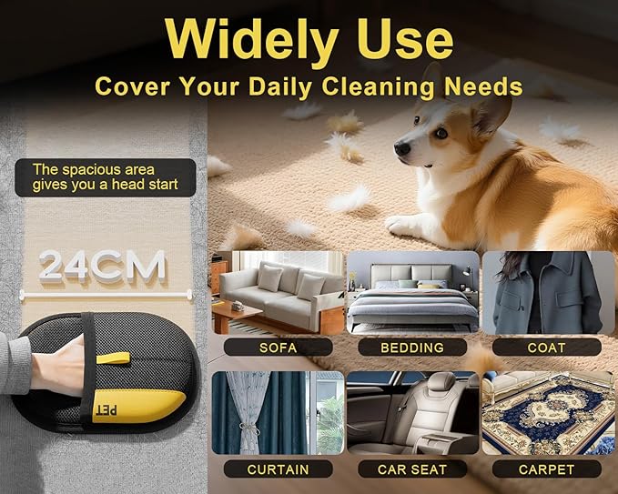 2Pcs Electrostatic Gloves Pet Hair Removal, Reusable Cat & Dog Hair Remover for Couch, Furniture, Carpet, Curtain, Upgraded Animal Fur Removal Tool, Cat Grooming Gloves-PurrikoPets