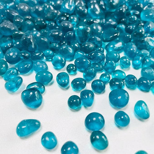 Glass Stones, 0.85LB/385g Aquarium Gravel Rocks, Blue Green Pebbles for Fish Tank, Sea Glass for Vase Filler Craft-PurrikoPets
