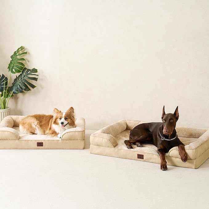 EHEYCIGA Orthopedic Dog Bed for Small Dogs, Waterproof Memory Foam Small Pet Beds with Sides, Non-Slip Bottom and Egg-Crate Foam Medium Dog Couch Bed with Washable Removable Cover, Graige-PurrikoPets