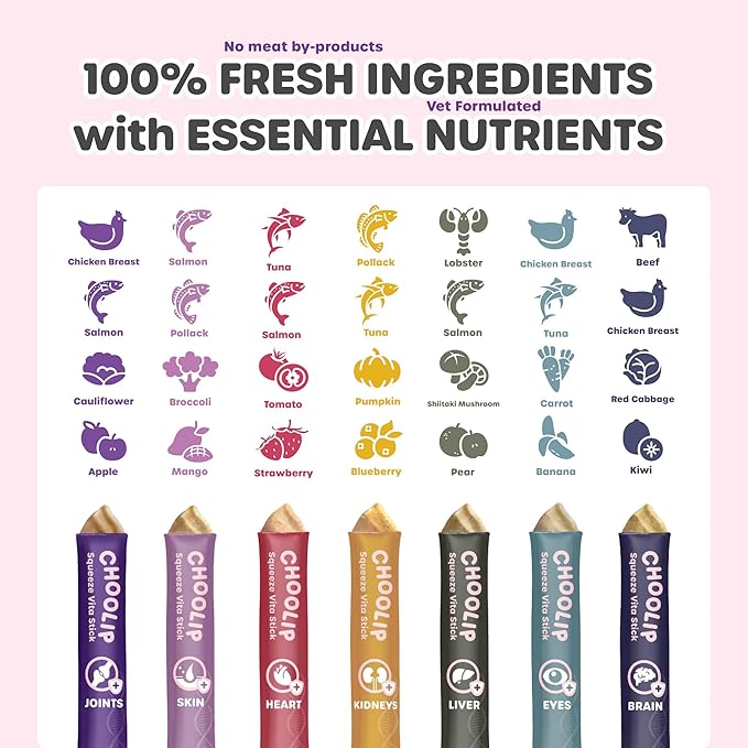 Grab & Go Squeeze Vita Stick Lickable Treats for Dogs & Cats. 49 Variety Support Sticks with Essential multivitamins. Soft and Tasty Paste for All Life Stages-PurrikoPets
