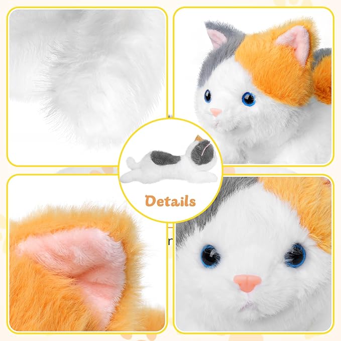 19 inch 3 lbs Cat Weighted Stuffed Animals, Realistic Weighted Cat Stuffed Animal, Sensory Comfort Plush Throw Pillow, Soft Kawaii Kitty Plush Toy Gift for Adults Kids Youth-PurrikoPets