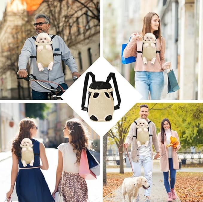 FEimaX Dog Carrier Backpack Pet Legs Out Front Cat Travel Bag, Adjustable Puppy Backpacks Carriers Hands-Free for Small Medium Dogs Cats Hiking Traveling Camping Daily Walking-PurrikoPets