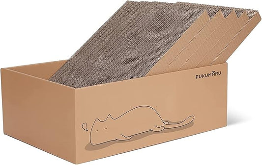 FUKUMARU 5 PCS Cat Scratching Boards, 11.4 Inch Width Ex-Large Cat Scratcher Box, Reversible Cardboard Scratchers for Indoor Cats, Cat Scratch Box for Large, Medium and Small Cats, Protect Furniture-PurrikoPets
