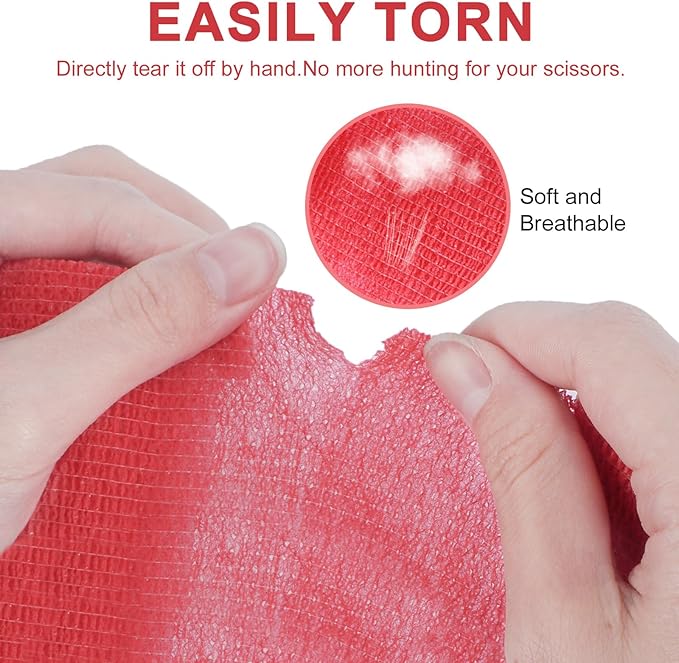 24 Pack Self Adhesive Bandage Wrap, 4” x 5 Yards Elastic Cohesive Bandage Wrap Self Adherent Medical Tape for Sports, Ankle, Wrist Sprains, Pet First Aid, Vet Wrap-PurrikoPets