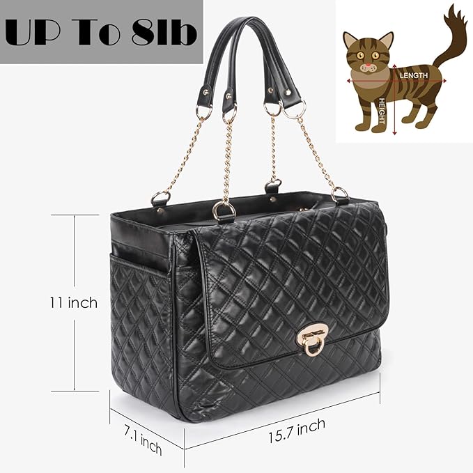 Fashion Pet Carrier Dogs Cat Small Animals Purse Bag, Leather Pet Carriers Dog Puppy Kitten Tote Travel Handbag TSA Airline-Approved-PurrikoPets