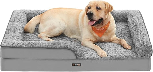 Feandrea Orthopaedic Dog Bed for Large Dogs, Waterproof Dog Sofa Bed with Removable Washable Cover, 42 x 32 x 7 Inches, Dove Gray UPGW253G01-PurrikoPets