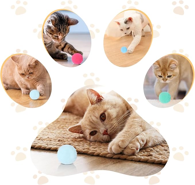 30 Pcs Soft Plush Cat Ball,Cat Toy Balls,Bulk Cats Toys,Puff Balls,Fuzzy Colorful Cats Ball for Pet Playing Exercising-PurrikoPets