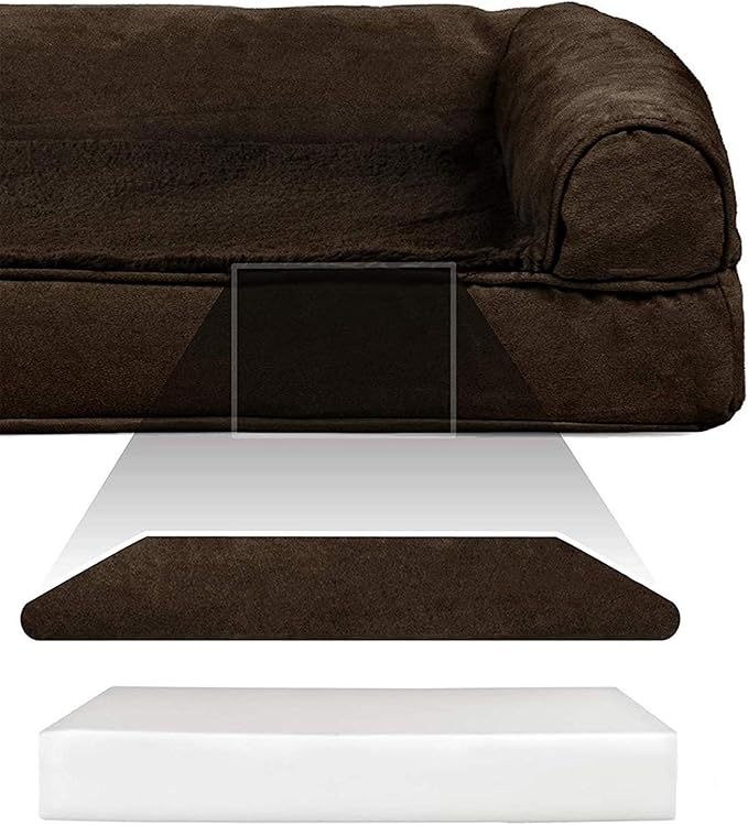 Furhaven Orthopedic Dog Bed for Large Dogs w/ Removable Bolsters & Washable Cover, For Dogs Up to 125 lbs - Plush & Suede Sofa - Espresso, Jumbo Plus/XXL-PurrikoPets