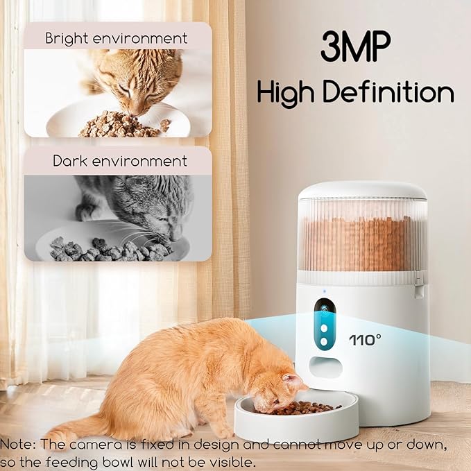 faroro Automatic Cat Feeder with Camera, 3MP HD Video & Night Vision, 5G/2.4G WiFi Smart Pet Feeder with APP Control, 2-Way Audio, Motion Alerts, Low Food Sensor, Timed Cat Feeder for Cats & Dogs, 4L-PurrikoPets
