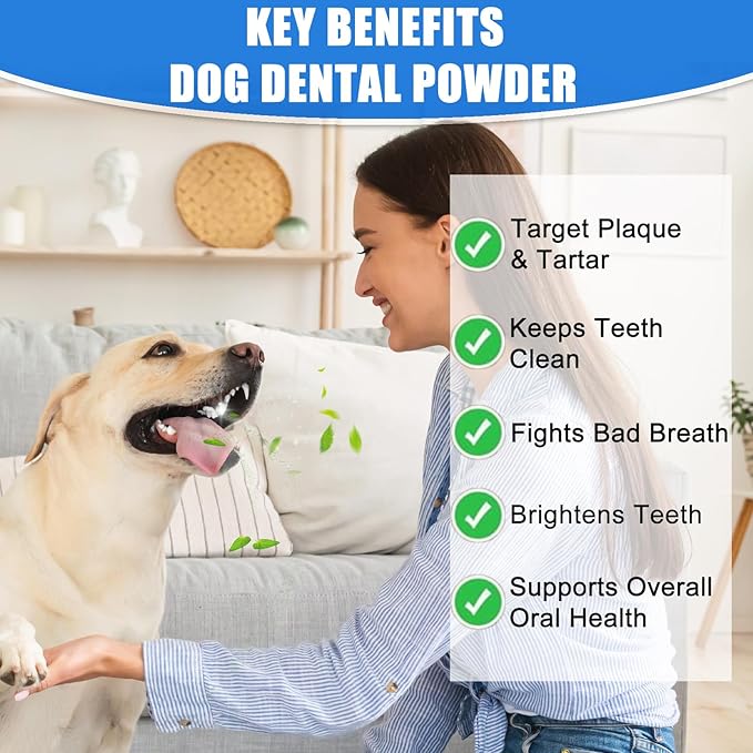 Dog Teeth Cleaning Powder 180G - Dog Dental Powder and Breath Freshener, Dogs Dental Care Supplies, Bad Breath & Tartar Remover for Dogs - Pet Dental Cleaner for All Breeds & Sizes - 60 Day Supply-PurrikoPets