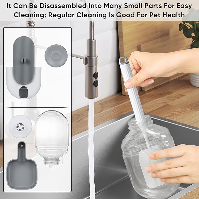 28oz Hanging Automatic Water Dispenser，Rabbit Water Bottle,Bunny Guinea Pig Ferret Water Bowl for Cage,Suitable for Small Animal Puppies(Cage Grid Spacing Over 1.2'') (Gray)-PurrikoPets