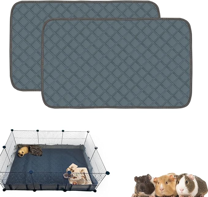 2 Pack Guinea Pig Cage Liners for C&C 2x3 Habitat Guinea Pig Bedding Washable | Super Absorbent | Waterproof | Non Slip | Reusable Guinea Pig Pee Pads for Small Animals Cages - 41.3" x 27.6"-PurrikoPets