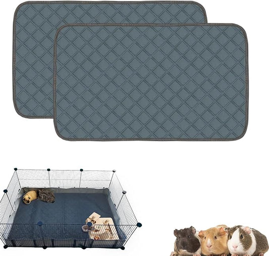 2 Pack Guinea Pig Cage Liners for C&C 2x3 Habitat Guinea Pig Bedding Washable | Super Absorbent | Waterproof | Non Slip | Reusable Guinea Pig Pee Pads for Small Animals Cages - 41.3" x 27.6"-PurrikoPets