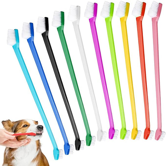 10 Pcs Dual-Headed Pet Toothbrush for Dogs & Cats-PurrikoPets