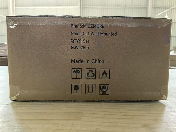 9-Piece Wall-Mounted Cat Shelves Set, House, Lookout Tower, 2 Sisal Scratching Posts, 5-Step Cat Wall Ladder, Pine Furniture, Extra-Wide & Long for Large Cats, Space-Saving Indoor Shelves-PurrikoPets