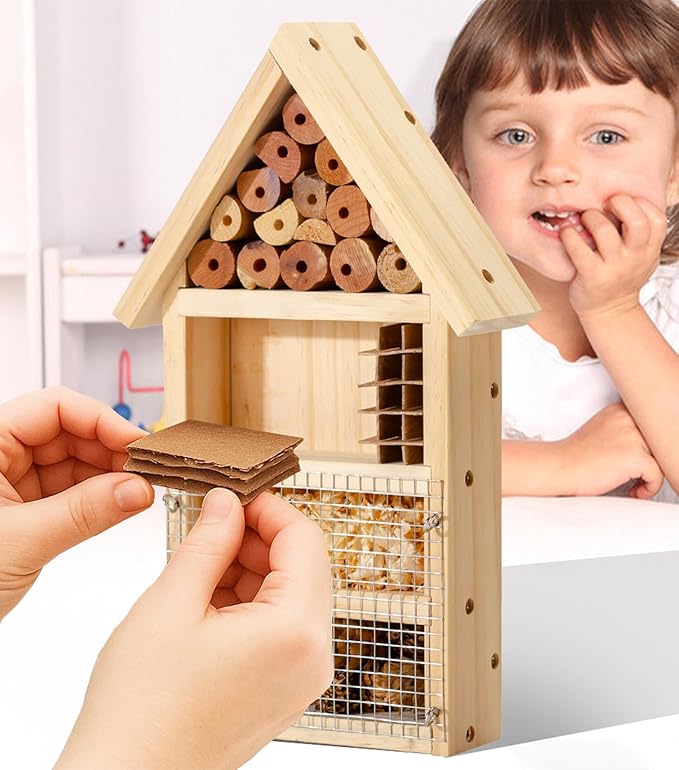 2 PK Large Cedar Wood Insect House Kit for DIY Project Backyard Insect House, Bee House, Nesting Habitat Shelters, Garden Shelter for Bees, Butterflies, Bugs-PurrikoPets