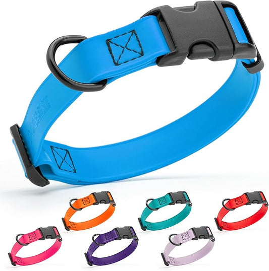 Dogline Biothane Waterproof Dog Collar with Quick Release Buckle Strong Coated Nylon Webbing with Odor- Proof for Easy Care Easy to Clean Fits Small Medium or Large Dogs, Dogline Blue 1" W 15-23" L-PurrikoPets
