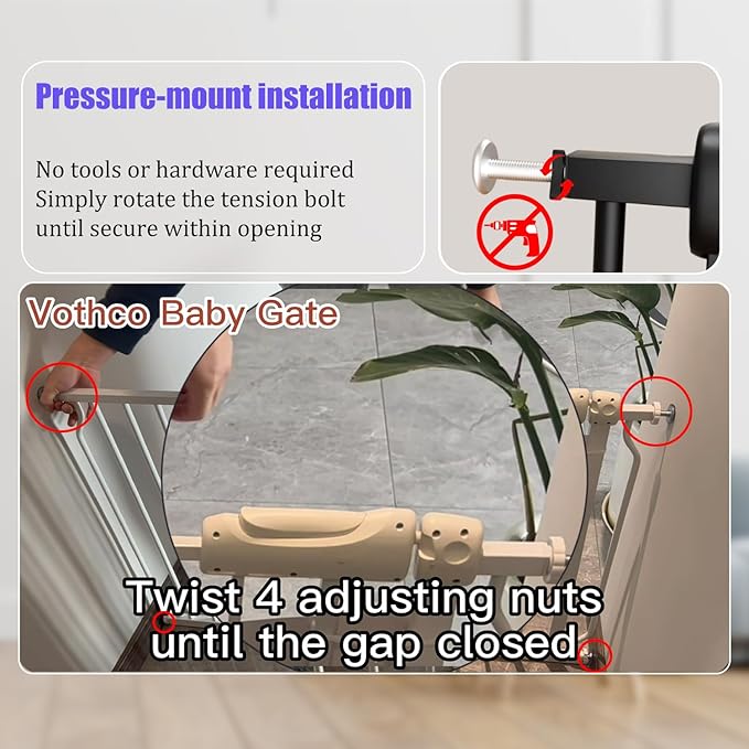 Extra Wide 76.4-81 Inch Large Baby Gates for Stairs, Doorways - No Drilling, Pressure Mounted Pet Gates for Kids & Dogs-PurrikoPets