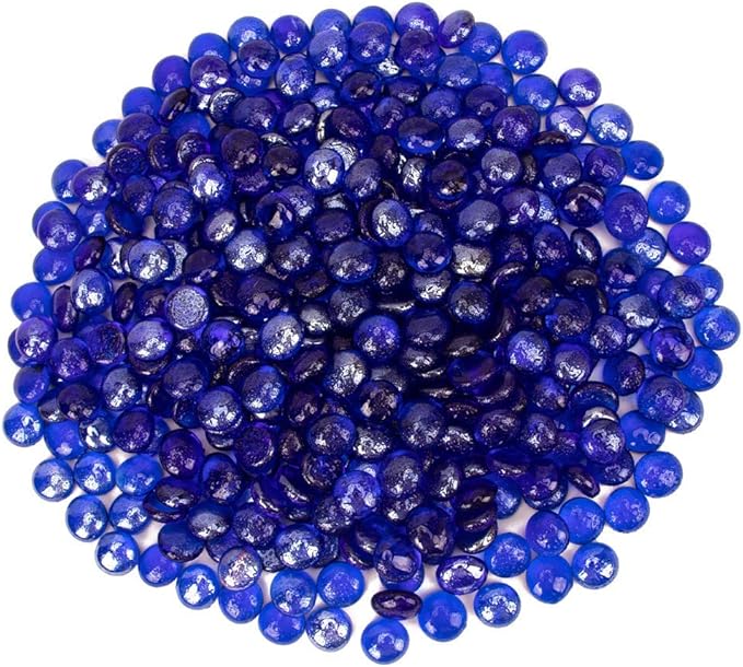 18 LB Fire Glass Beads Fireglass Drops for Gas Fire Pit Fireplace Cobalt Blue Luster Reflective Decorative Glass Gems Rocks Pebbles Stone for Vase Fillers Aquarium Fish Tank Decoration (Cobalt Blue)-PurrikoPets