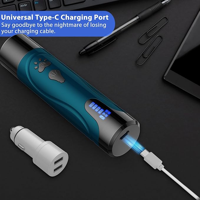 Dog Nail Trimmers and Dog Nail Clippers Kit, Whisper Quiet Electric Grinder with Light, for Small, Medium, Large Dogs, Cats Toenail Grooming, 3 Speeds-PurrikoPets