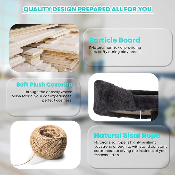 FDW Cat Tree 70in Cat Tower Multi-Level Durable Cat Scratching Post & Cozy Fun Cat Jumping Platform Space Saving Cat Condo Pet Play House for Indoor Cats,Dark Gray-PurrikoPets