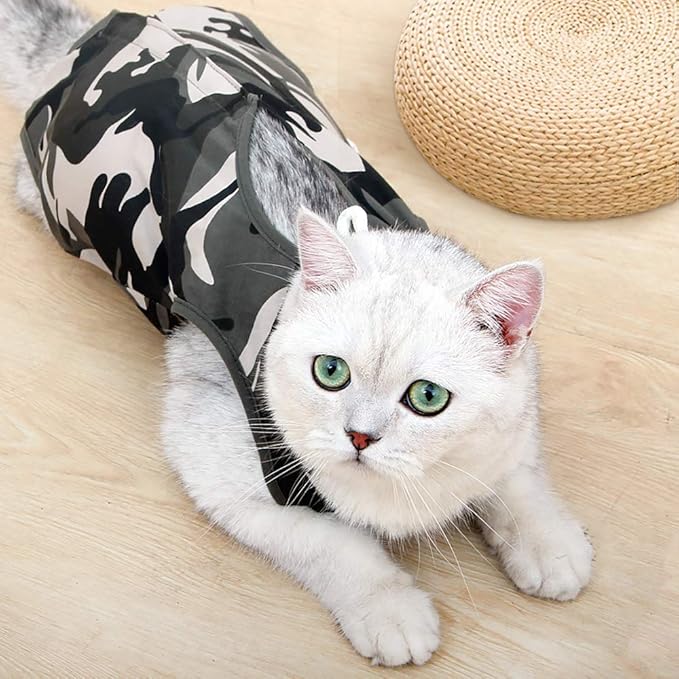 DOTON Cat Recovery Suit for Male and Female Surgical Post Surgery Soft Cone Onesie Shirt Clothes Neuter Licking Protective Diapers Outfit Cover Kitten Spay Collar(S, Camouflage)-PurrikoPets