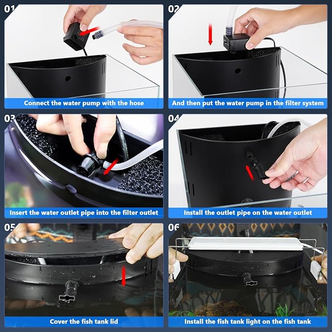 fishkeeper 6.5 Gallon Fish Tank Starter Kit, Small Aquarium with Filter and Adjustable 3 Color Lighting Self Cleaning Fish Bowl Rimless Aquarium for Beginners (Freshwater Fish Tank)-PurrikoPets