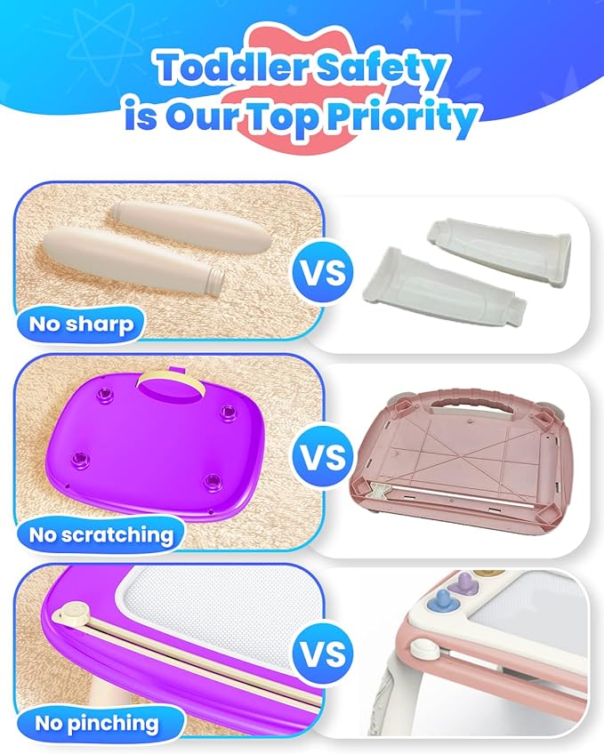 Doodle Board for Toddler Toys Age 1-2, Magnetic Writing Board, Preschool Learning and Educational Toys for 1 2 3 Years Old Girl Boy Gift for Birthday -Purple-PurrikoPets