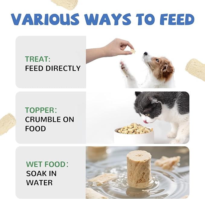 Freeze Dried Raw Dog Food, Chicken & Salmon Recipe Dog Food Topper, High Protein, Rawhide Free, Gluten&Grain Free for Dogs, Cats, 5.3oz-PurrikoPets