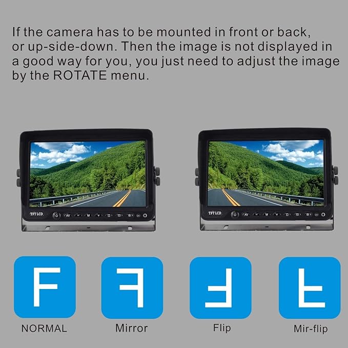 AHD 1080P 7" Reverse Rear View Backup Dual Camera System, Two Cameras with Night Vision Waterproof IP69K Vibration-Proof 10G for Truck/Trailer/RV/Bulldozer/Crop Sprayer/Agricultural Equipment-PurrikoPets