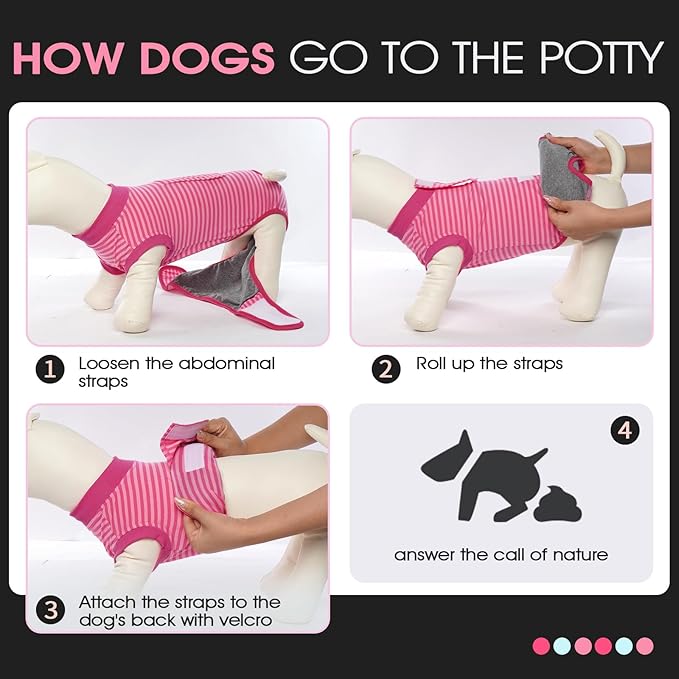 FUAMEY Recovery Suit for Dogs After Surgery,Soft Breathable Dog Bodysuit E-Collar & Cone Alternative Surgical Suit,Male Female Dog Neuter Spay Suits Anti Licking Wounds Onesie Rose Stripes S-PurrikoPets