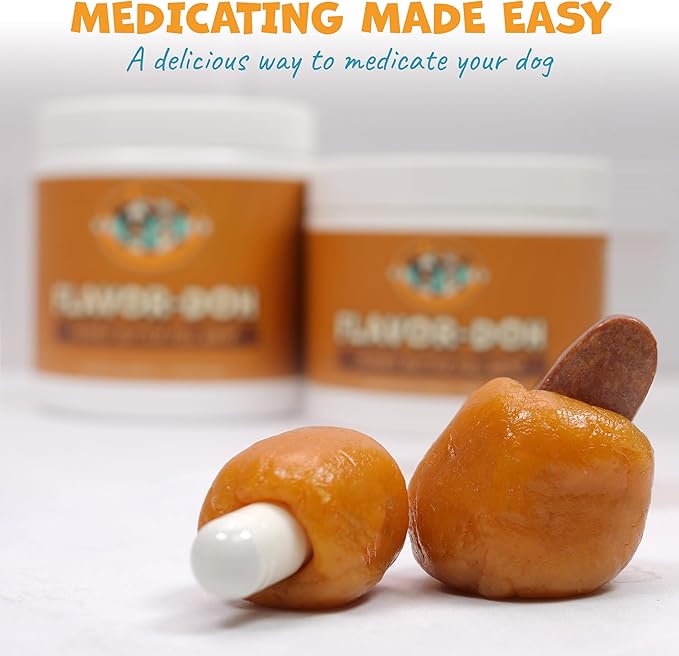 Flavor-Doh - Flavored Pill Wrap for Dogs to Hide Capsules, Create Pockets, and Form Pill Treats for Dogs - Easy-to-Use Treat Paste for Pet Medicine - Peanut Butter (8oz)-PurrikoPets