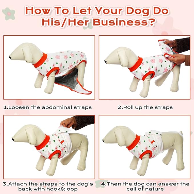 FUAMEY Recovery Suit for Dogs After Surgery,Soft Breathable Dog Bodysuit E-Collar & Cone Alternative Surgical Suit,Male Female Dog Neuter Spay Suits Anti Licking Wounds Onesie Red Flower M-PurrikoPets