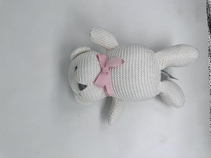 100% Organic Cotton Baby Stuffed Animals White Teddy Bear for Newborn 6.5"-PurrikoPets