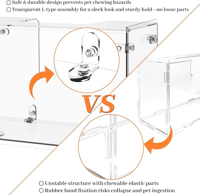 Acrylic Rabbit Hay Feeder with Lid, Transparent Hanging Food Dispenser Hay Feeder for Bunny Rabbits Guinea Pig Cage Chinchillas Hamsters Small Pets and Animals（Small-PurrikoPets