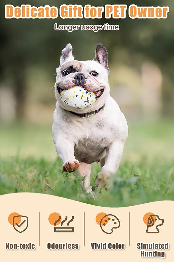 4.72" Indestructible Large Rugby Balls for Aggressive Chewers Durable Olive Bouncy Interactive Football Toy for Dogs Fetch Game Lightweight Floating Outdoor Training, White-PurrikoPets