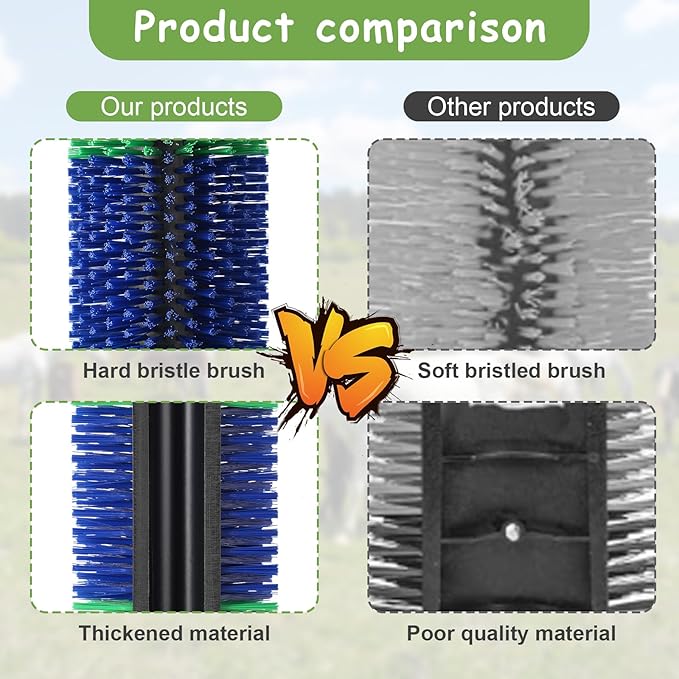 2PCS Livestock Scratch Brush, 17.5 x 7.8 Inch Goat Brushes for Grooming, Horse Brushes for Scratching, Livestock Brushing with 4 Screws for Horse, Elk, Cattle, Pig, Sheep（Green）-PurrikoPets