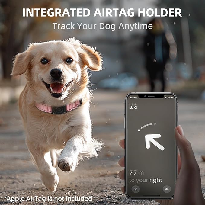 Airtag Dog Collar - 100% Waterproof Air tag Dog Collar Holder for Apple AirTag, Reflective, Soft Padded, Everlasting, GPS Dog Collar for Small Medium Large Dogs (Pink, S)-PurrikoPets