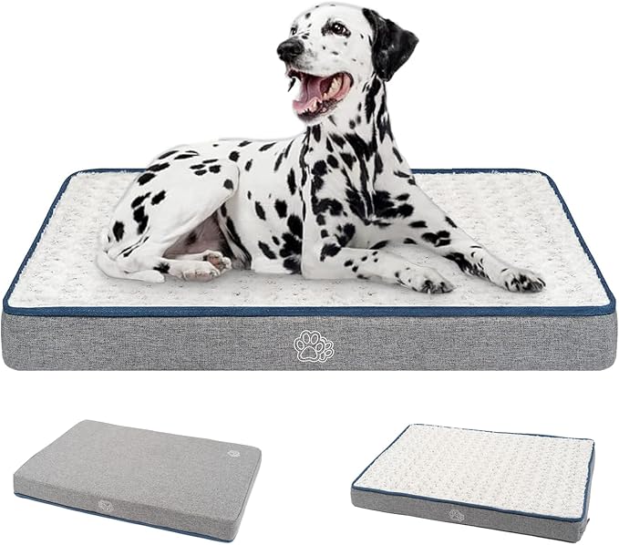 EMPSIGN Reversible Cool and Warm Dog Bed for Crate Pad, Pet Beds with Washable and Removable Cover, Dogs Crate Beds Sleeping Mats, Beds for Dog Crate for Large Medium Small Dogs, Grey-PurrikoPets